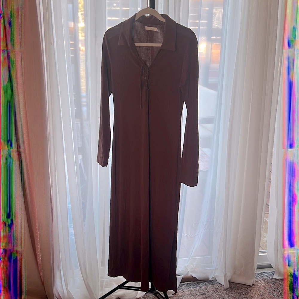 Brown collard maxi dress ✨